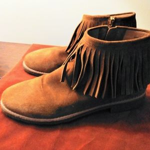 Kate Spade brown suede fringe boots size  7.5